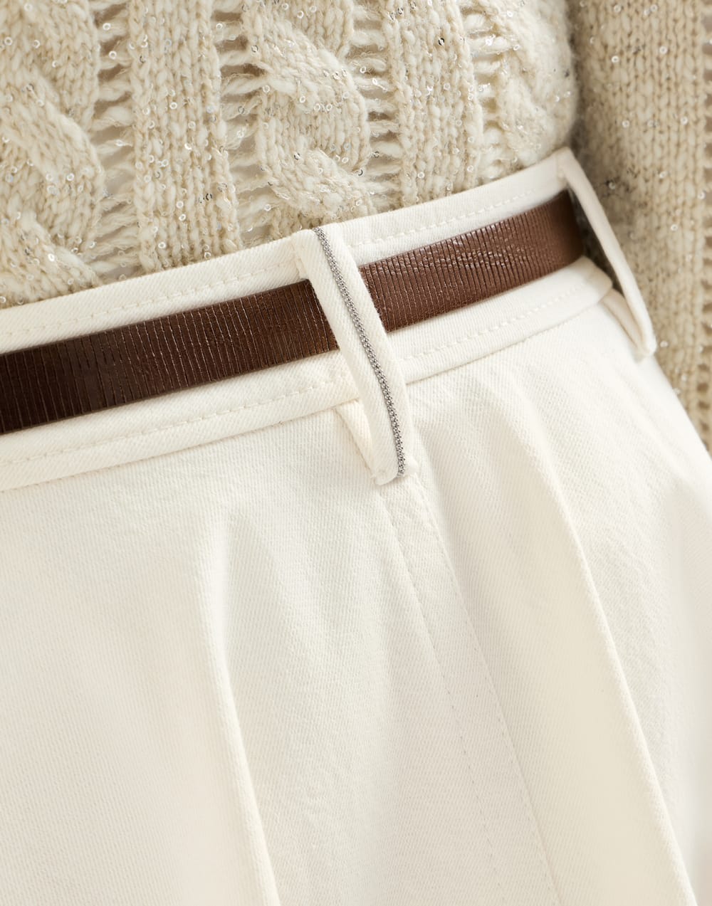 Falda Full de denim con Monile Panamá Mujer - Brunello Cucinelli