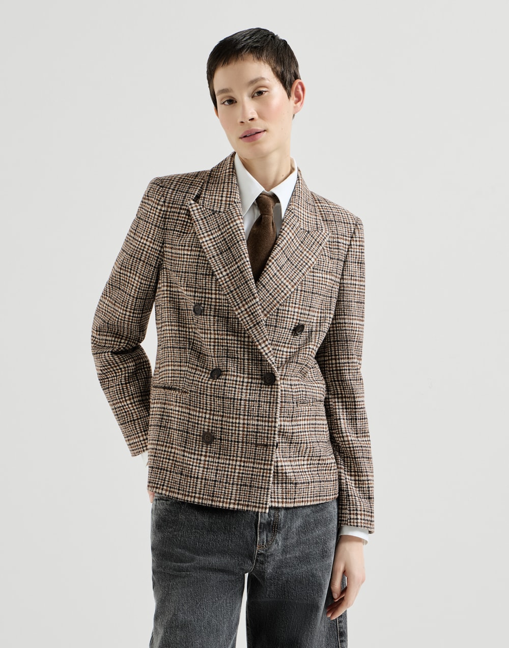 Prince of Wales blazer Brown Woman - Brunello Cucinelli