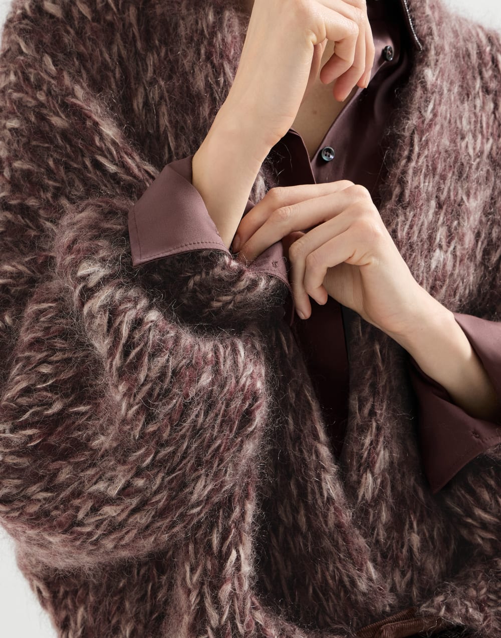 Malfilé mohair cardigan Purple Woman - Brunello Cucinelli