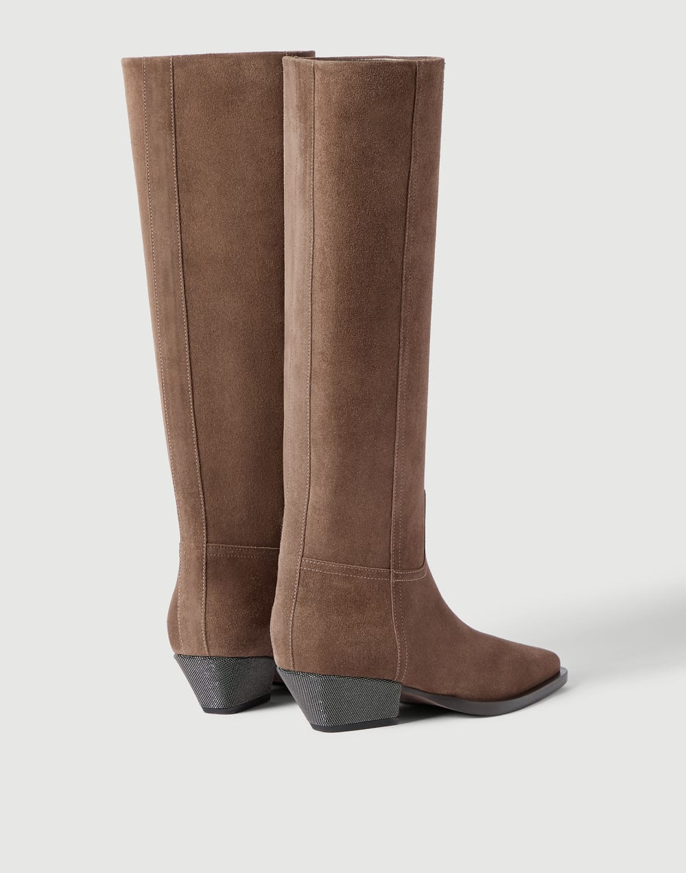 Suede boots with monili Caramel Woman - Brunello Cucinelli