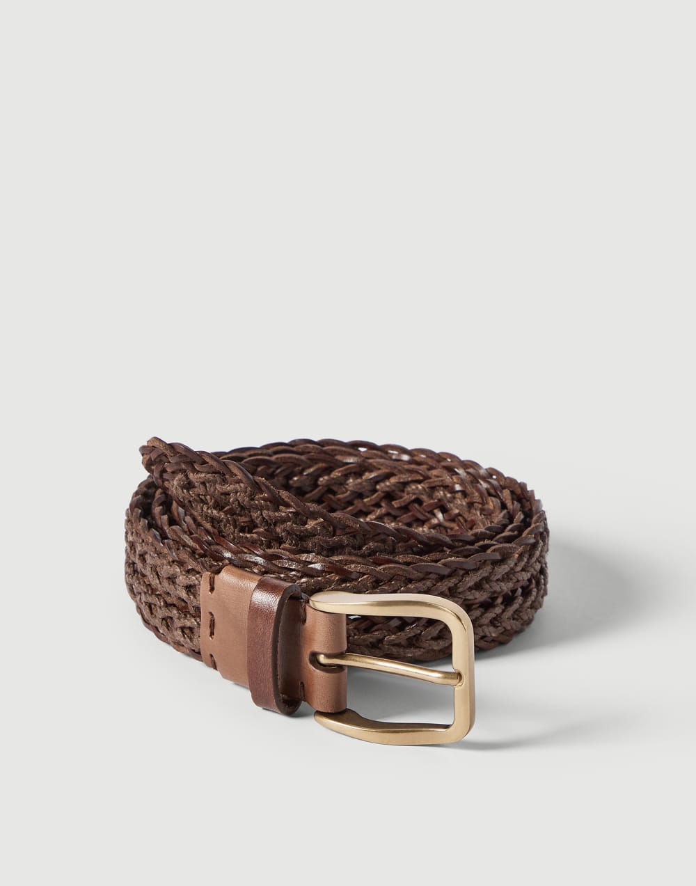 Braided calfskin belt Tobacco Man - Brunello Cucinelli