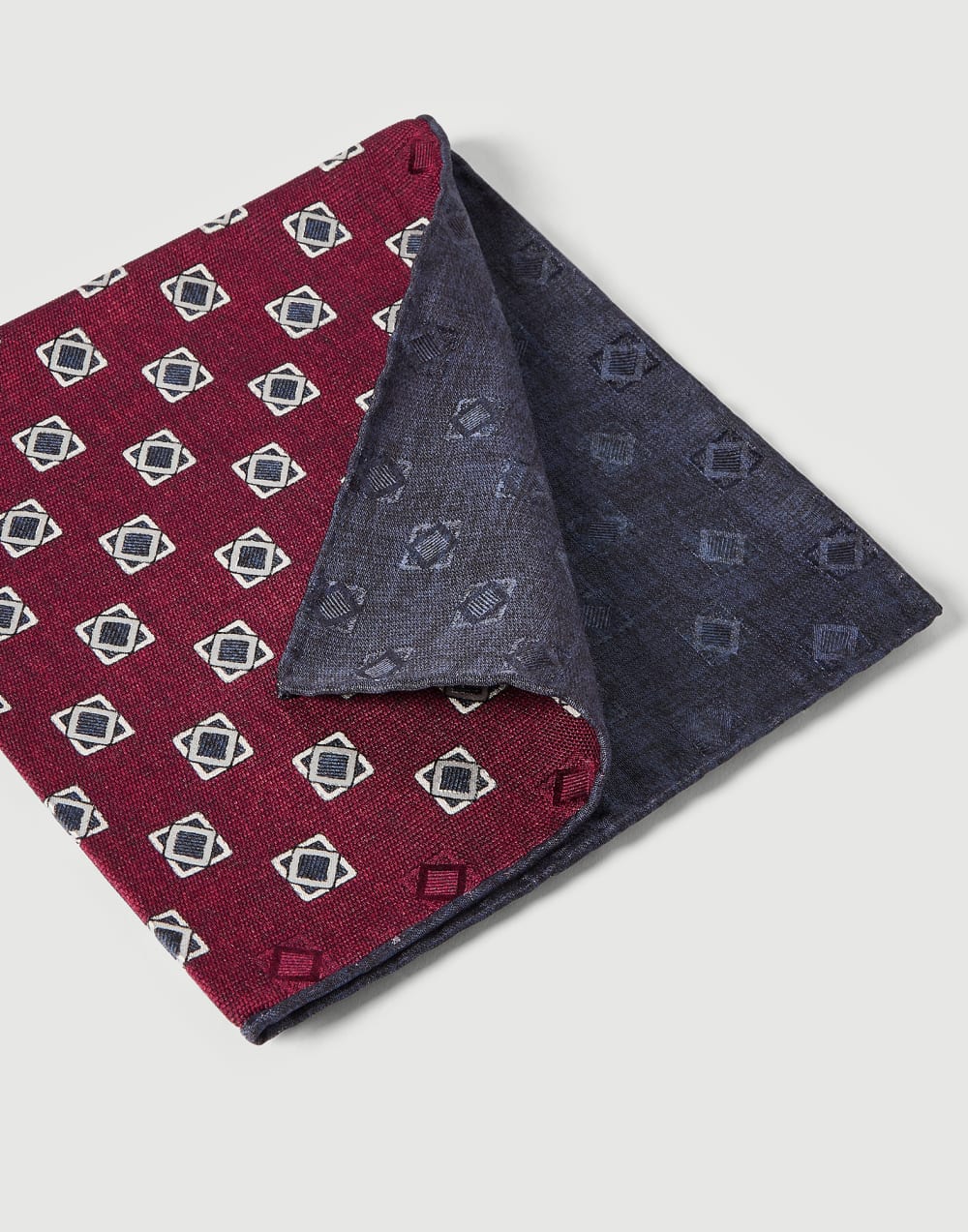 Gemustertes Einstecktuch aus Seide Burgundy Herren - Brunello Cucinelli