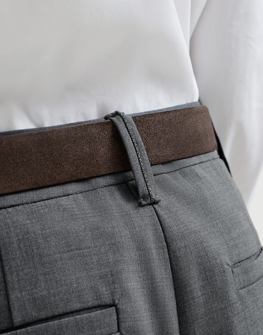 Pantalón de lana Tropical Luxury Gris Oscuro Mujer - Brunello Cucinelli