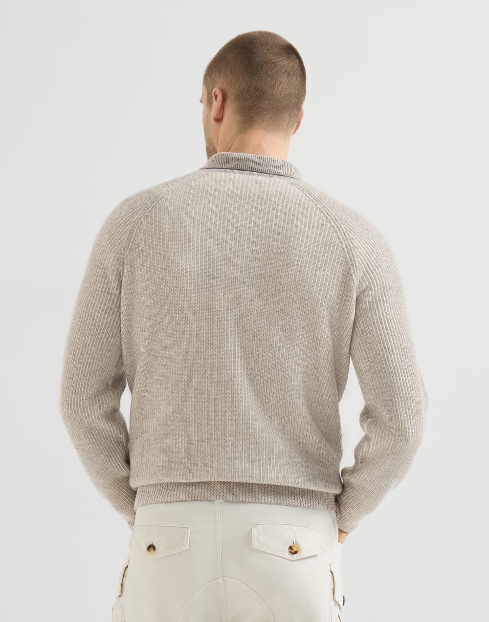 Strick-Poloshirt aus Kaschmir-Vanisé Grau Herren - Brunello Cucinelli