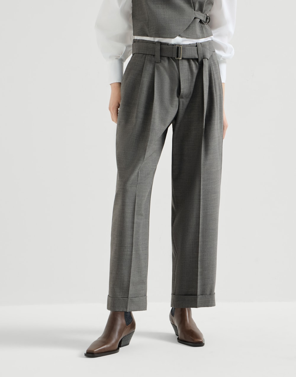 Sartorial Baggy trousers Dark Grey Woman - Brunello Cucinelli