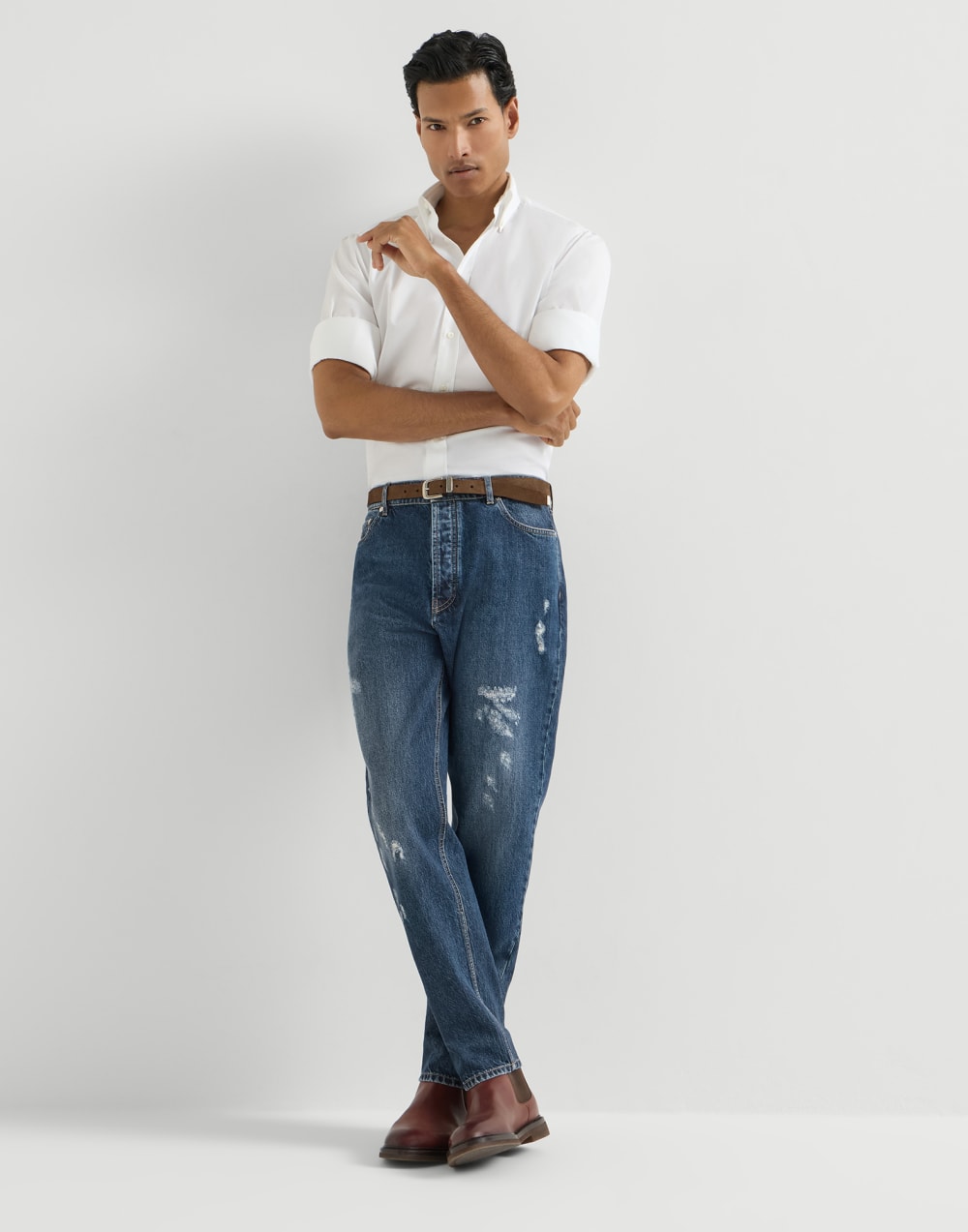 Iconic fit five-pocket trousers Dark Denim Man - Brunello Cucinelli