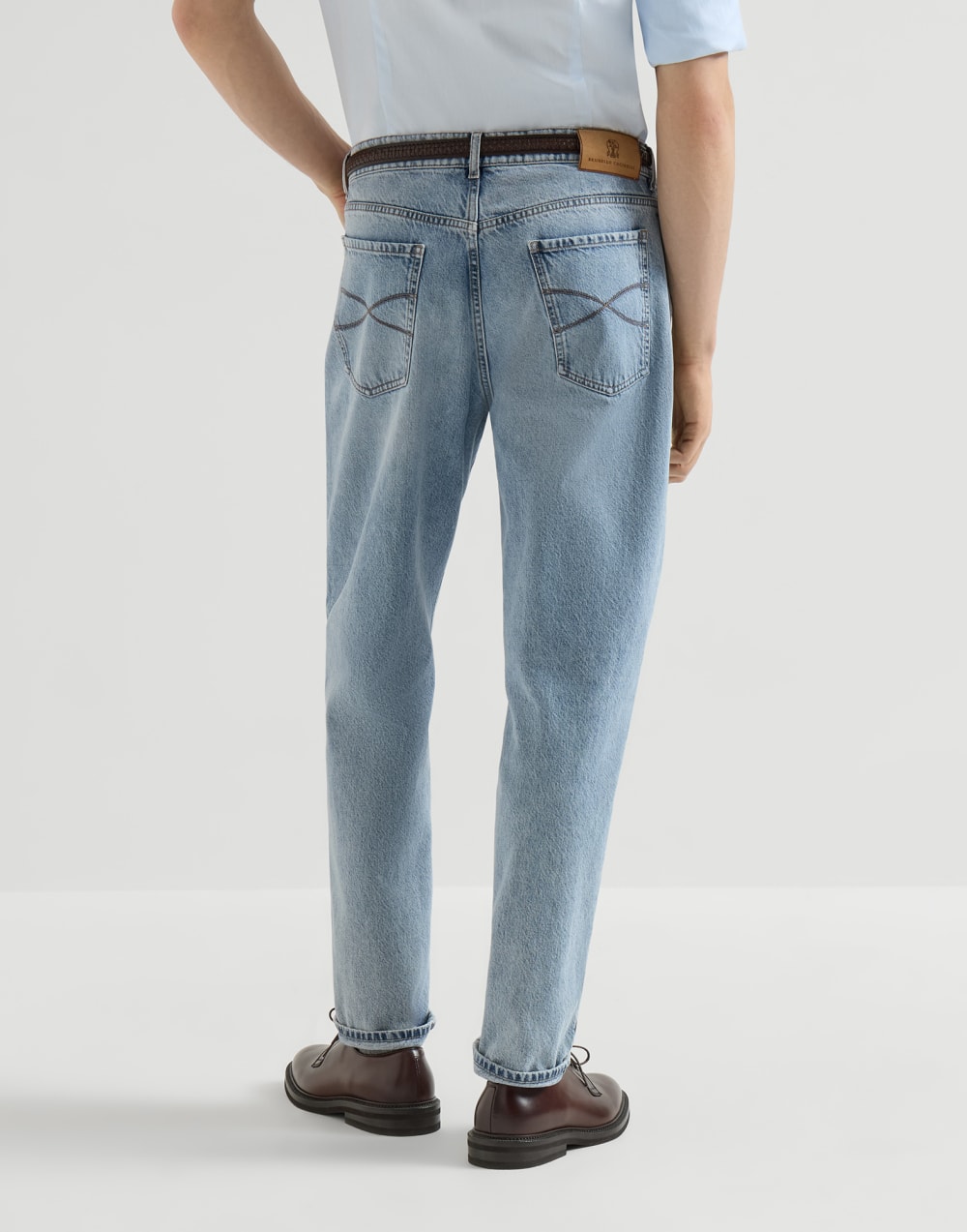 Iconic fit five-pocket trousers Light Denim Man - Brunello Cucinelli