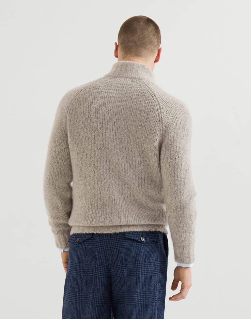 Cardigan mit Stehkragen und Reißverschluss Hellgrau Herren - Brunello Cucinelli