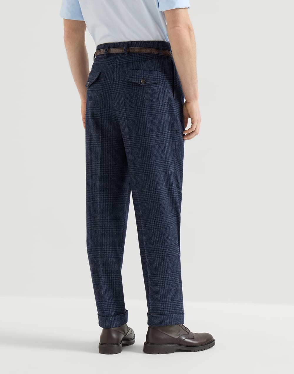 Pantalone Principe di Galles Blu Uomo - Brunello Cucinelli
