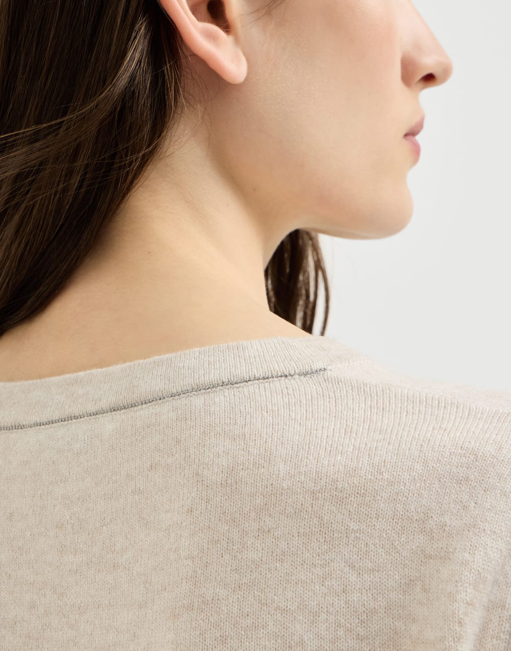 Cashmere sweater with monili Oat Woman - Brunello Cucinelli