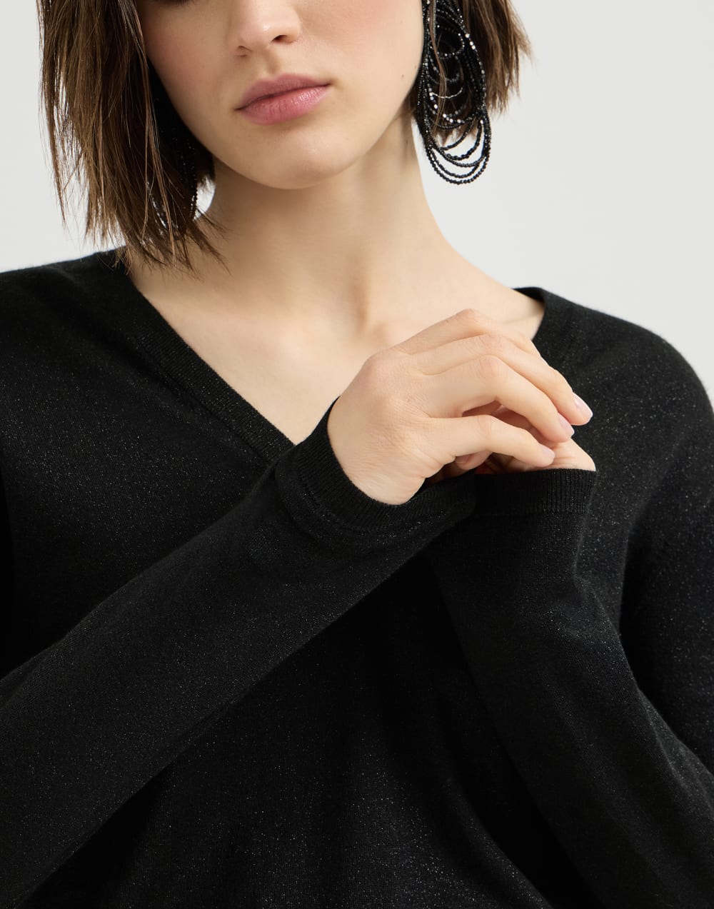 Sparkling cashmere and silk sweater Black Woman - Brunello Cucinelli