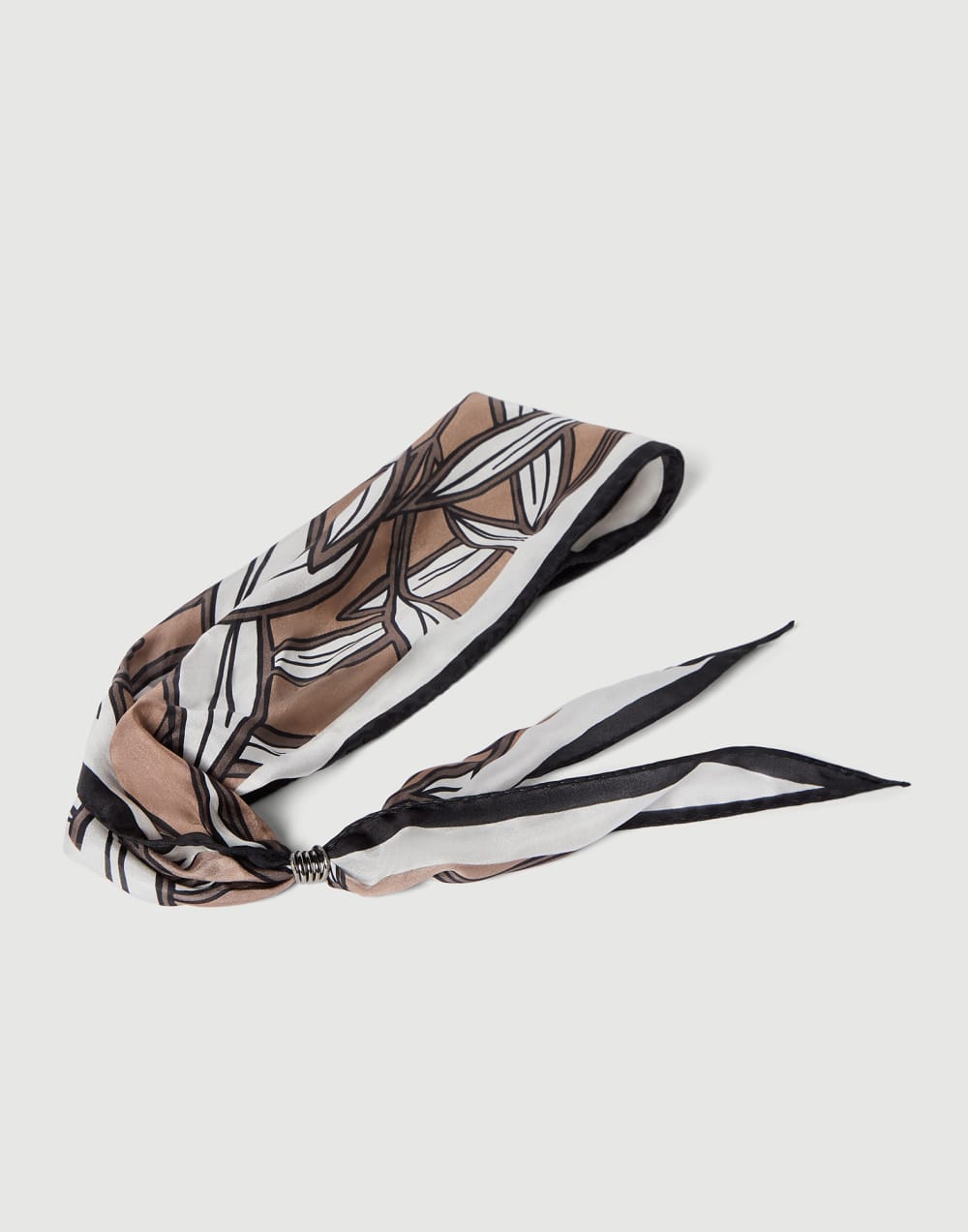 Cocoa leaves print foulard Brown Woman - Brunello Cucinelli