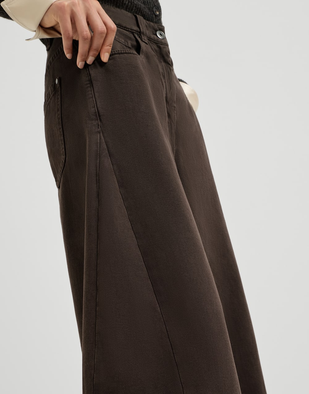 Pantalone Wide con monile Marrone Scuro Donna - Brunello Cucinelli