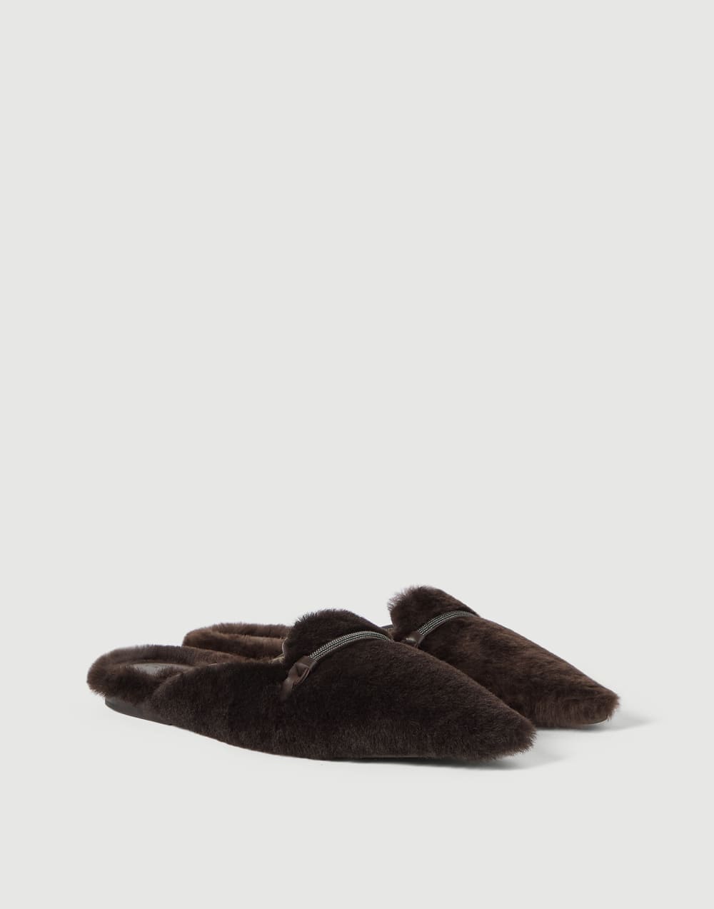 Flats aus Shearling mit Monili Rotbraun Damen - Brunello Cucinelli
