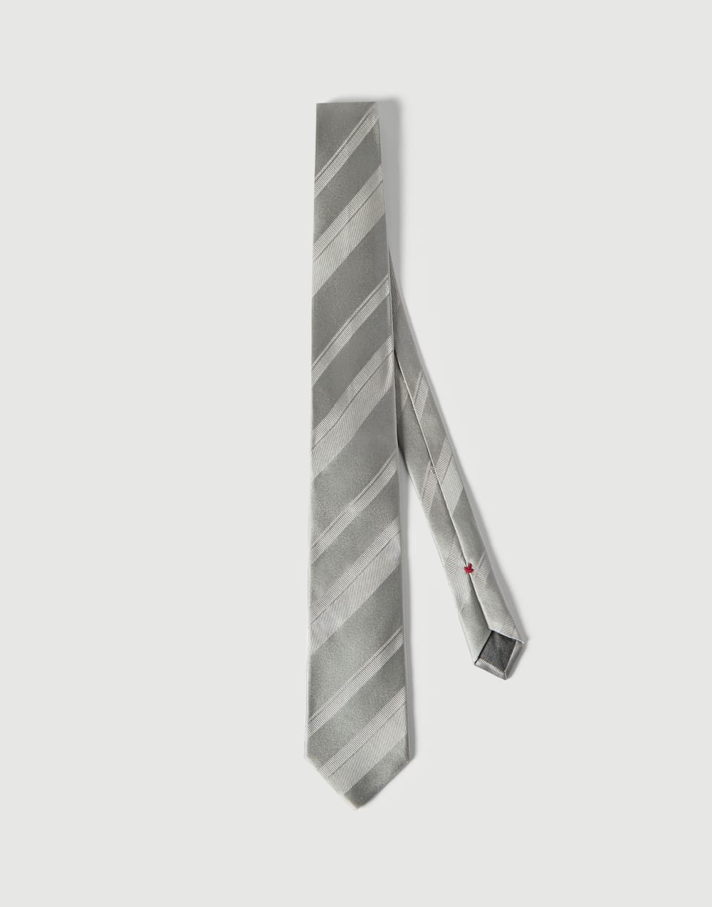Striped silk tie Pearl Grey Man - Brunello Cucinelli