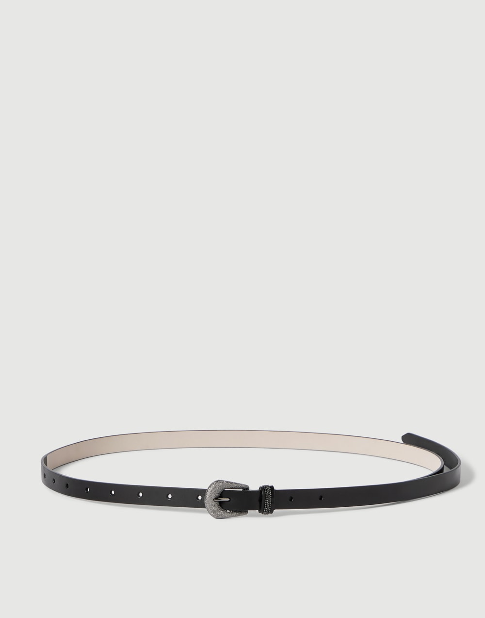Vintage-effect leather belt with monili Black Woman - Brunello Cucinelli