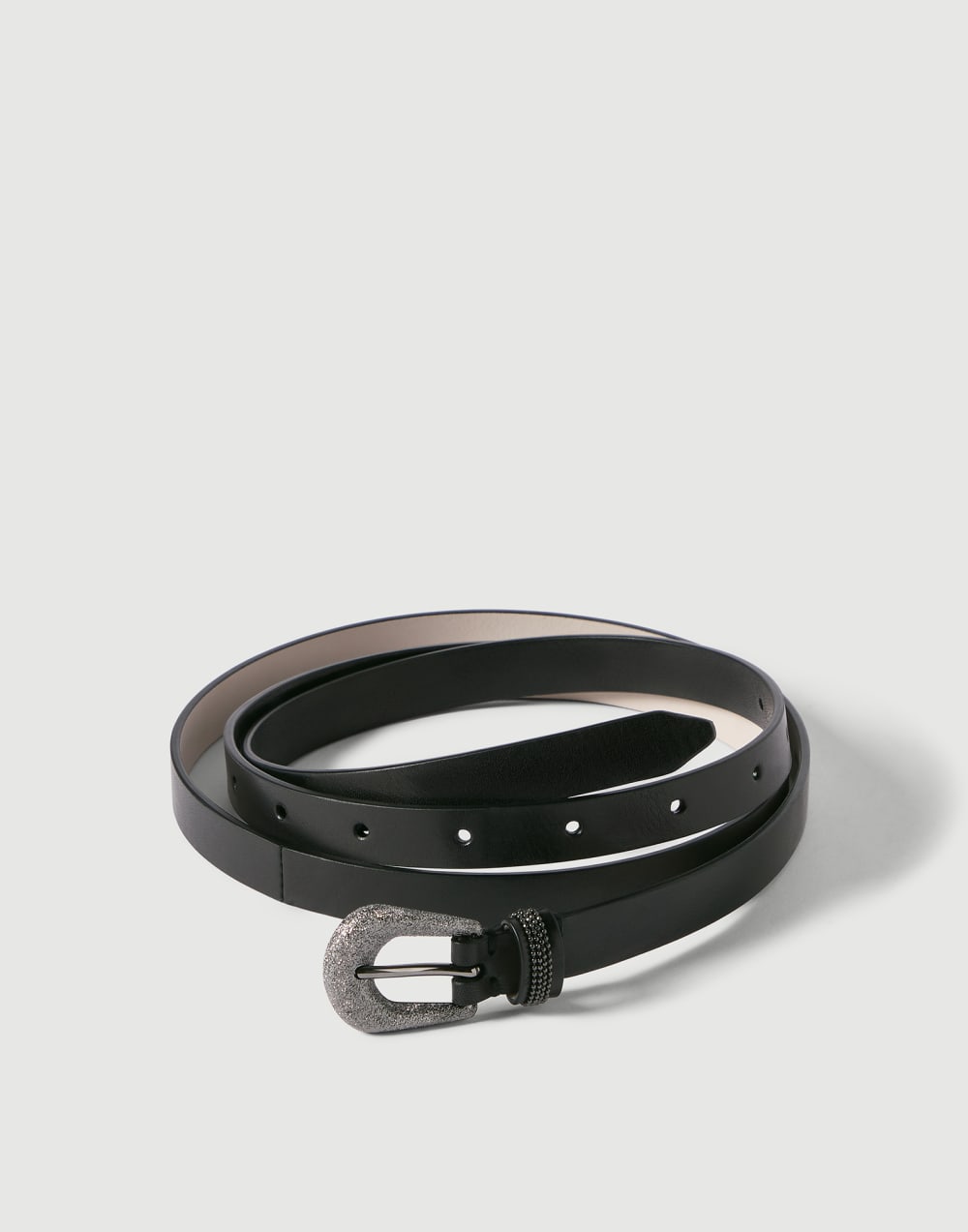 Vintage-effect leather belt with monili Black Woman - Brunello Cucinelli