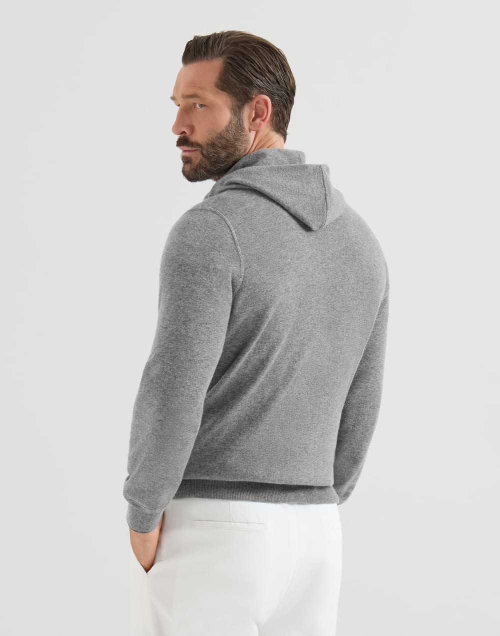 Cashmere sweatshirt-style cardigan Dark Grey Man - Brunello Cucinelli