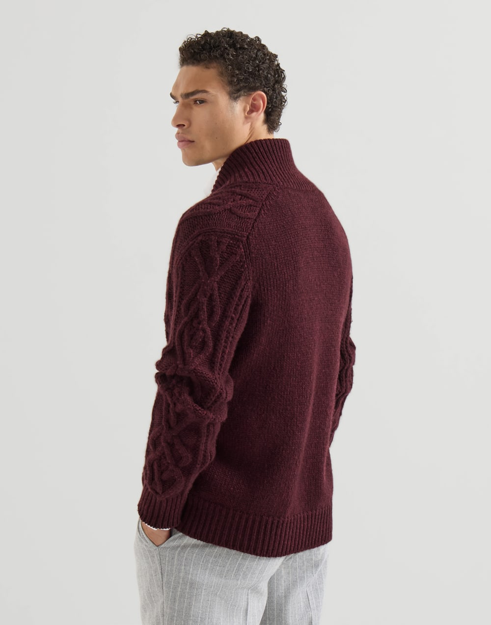 Cashmere Feather yarn cardigan Burgundy Man - Brunello Cucinelli