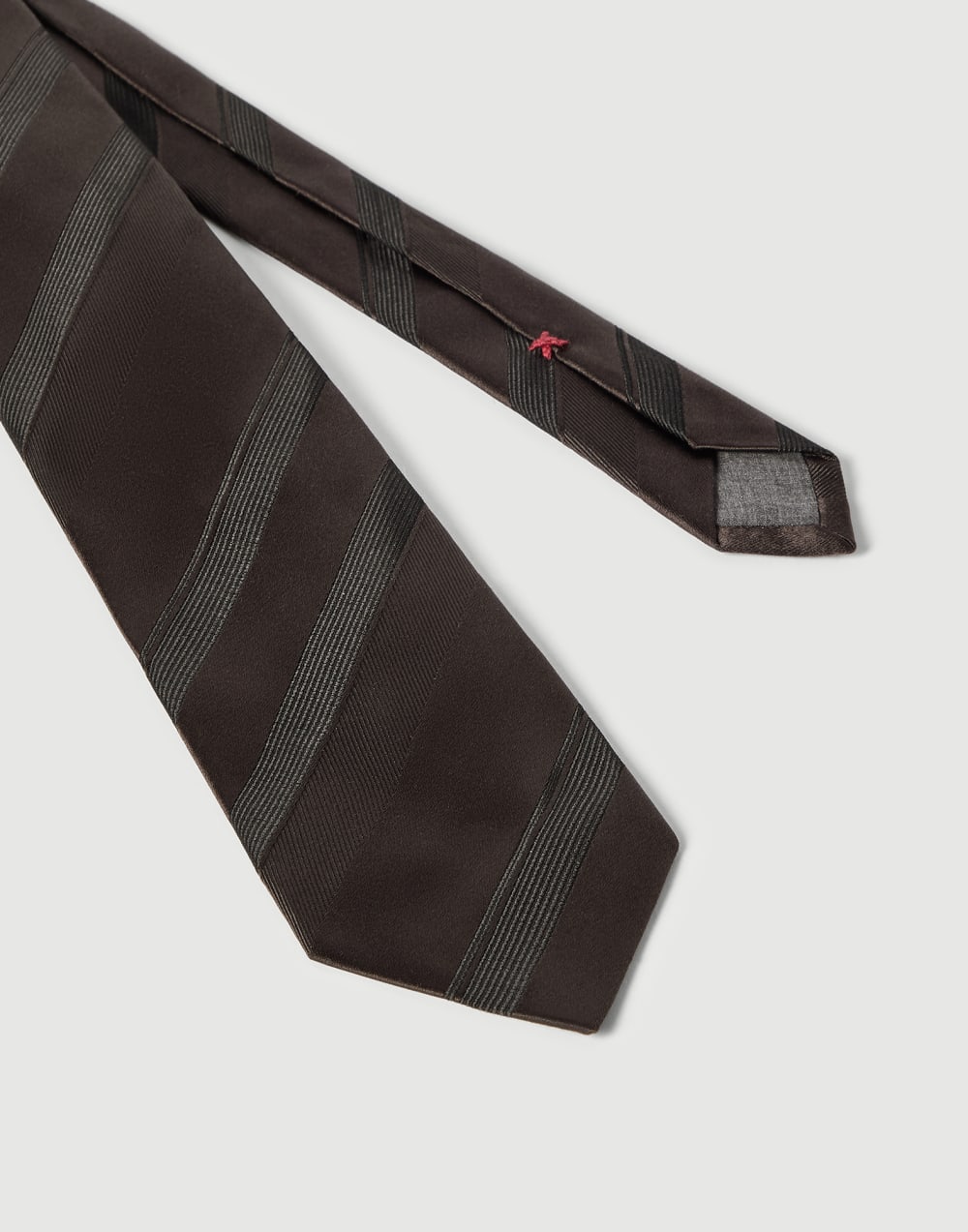 Cravate en soie regimental Marron Foncé Homme - Brunello Cucinelli