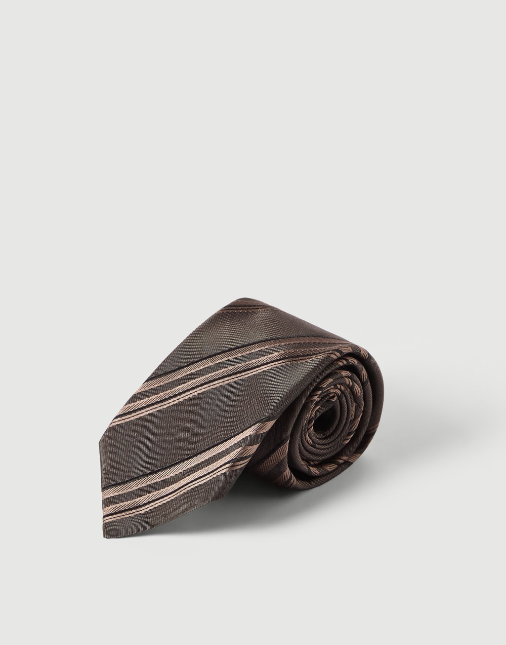 Striped silk necktie Hazelnut Man - Brunello Cucinelli