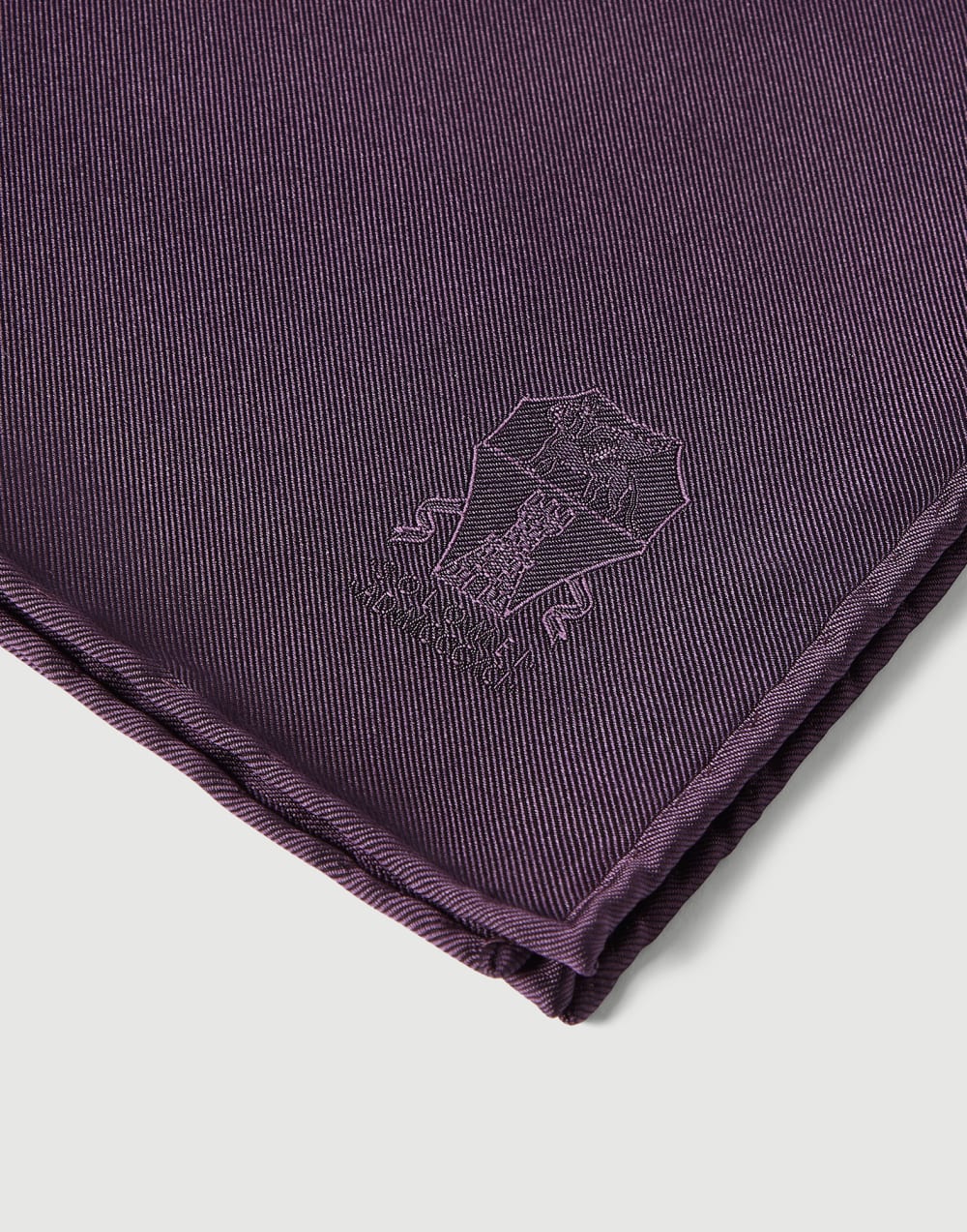 Silk pocket square with logo Purple Man - Brunello Cucinelli