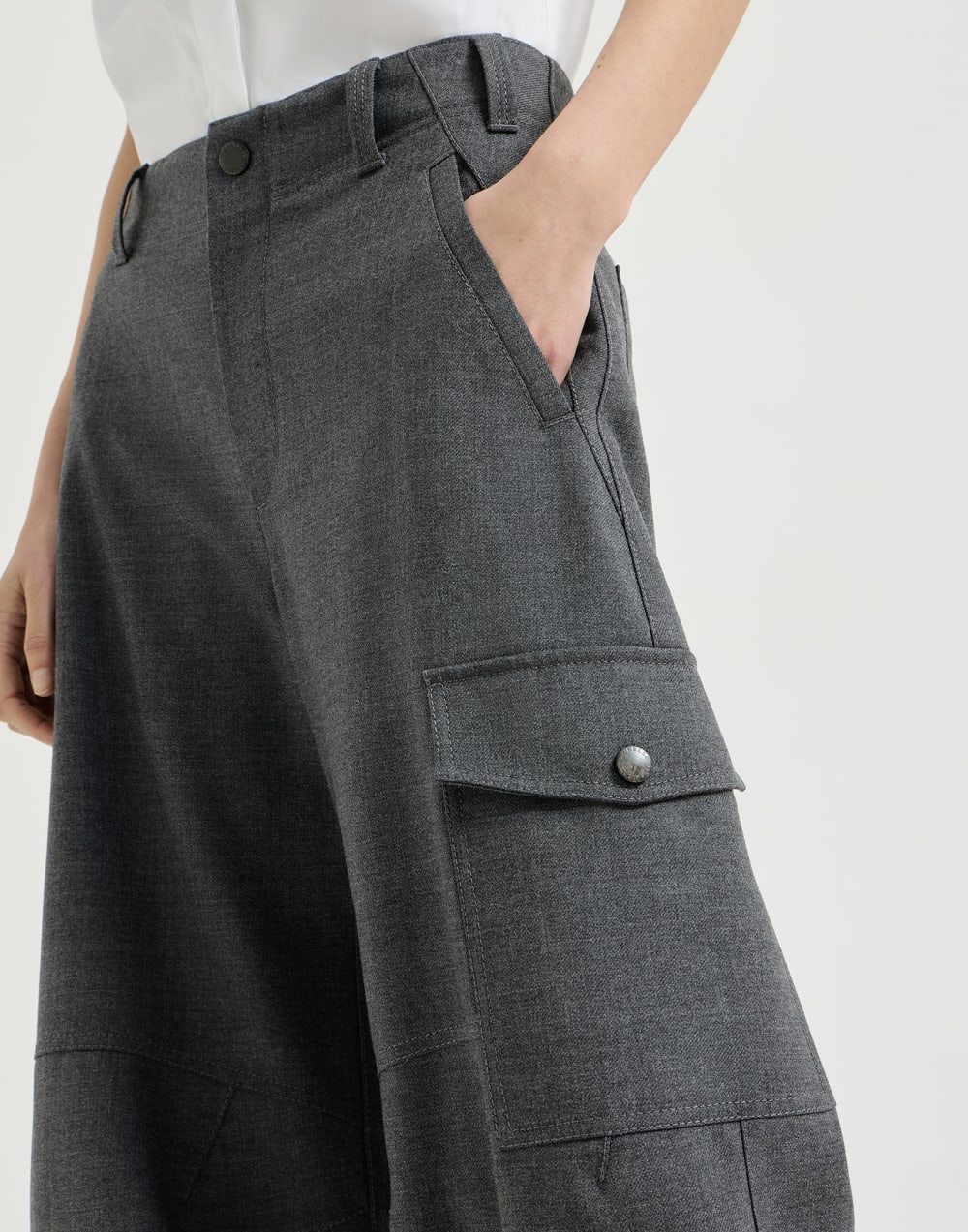 Robe dos nu en satin de soie Gris Foncé Femme - Brunello Cucinelli