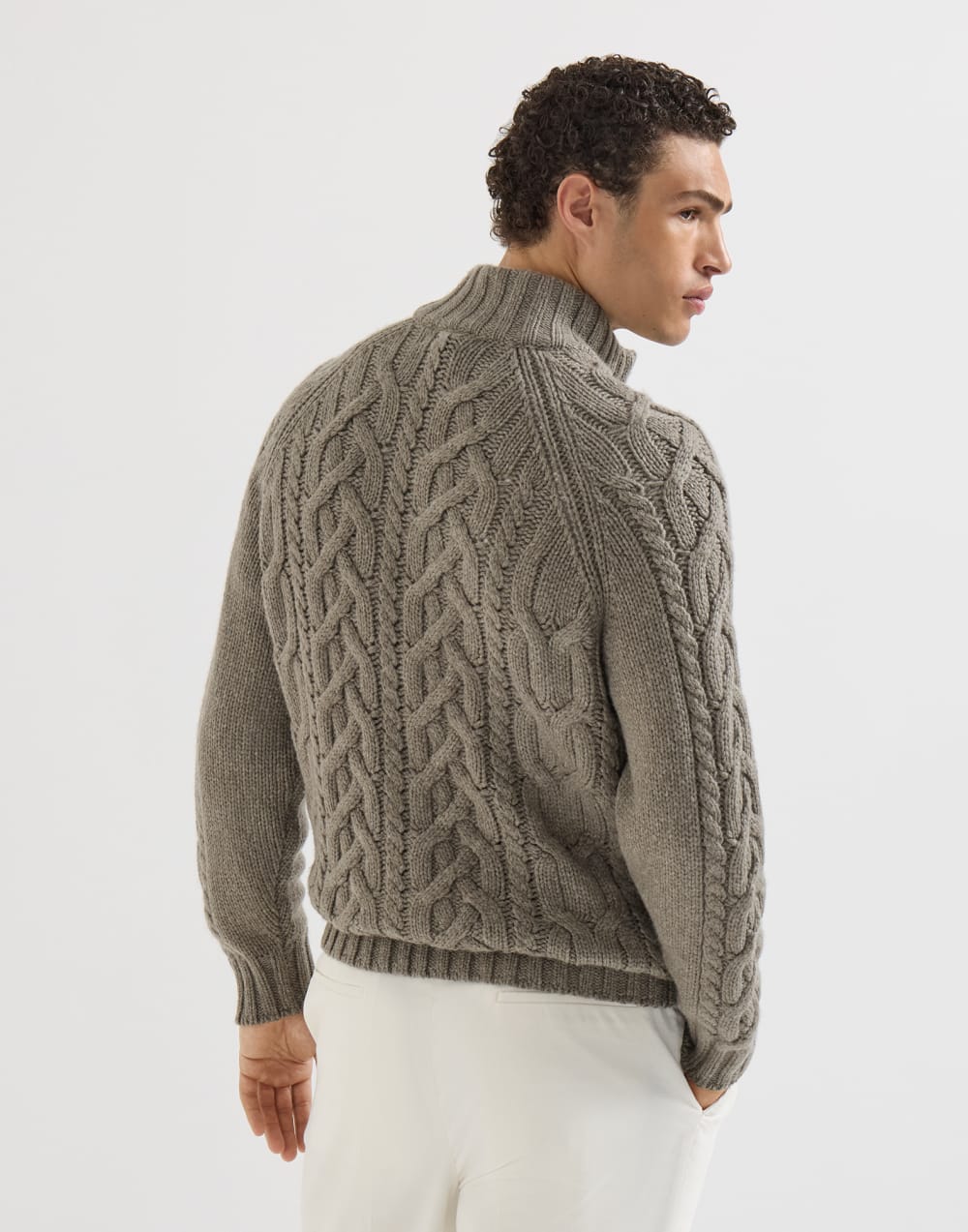 Cardigan aus Kaschmir mit Reißverschluss Armeegrün Herren - Brunello Cucinelli