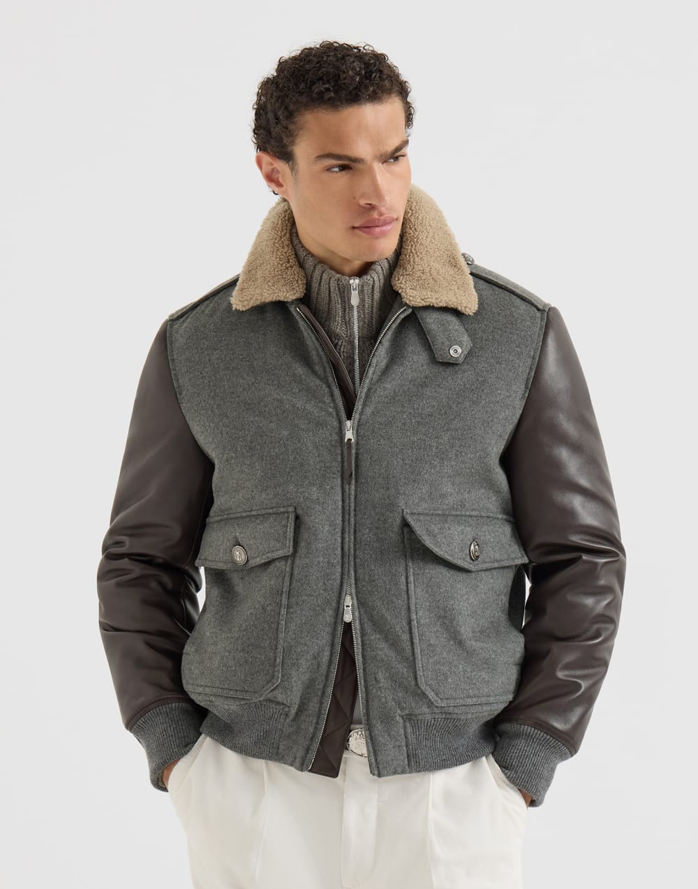 Blouson aus Kaschmirbiber Mittelgrau Herren - Brunello Cucinelli