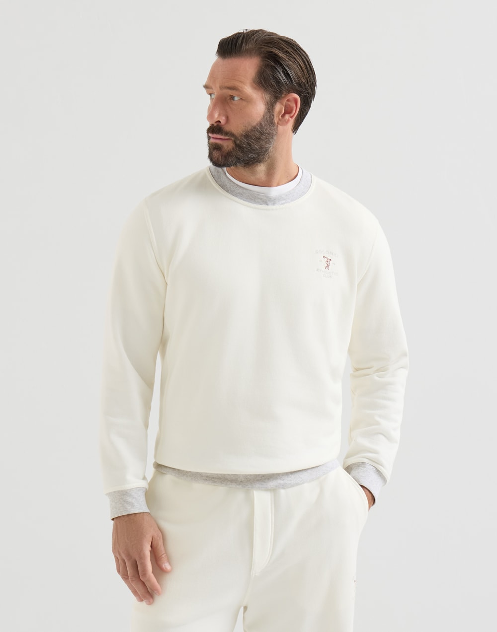 Sweatshirt mit Stickerei Off-White Herren - Brunello Cucinelli