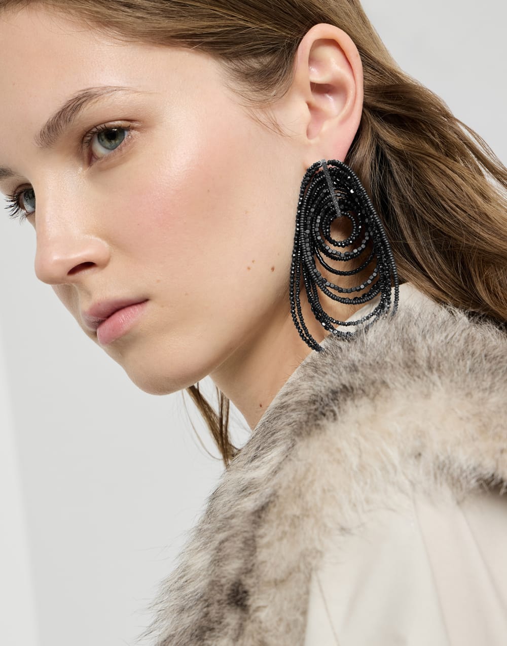 Hematite and Sterling Silver earrings Black Woman - Brunello Cucinelli