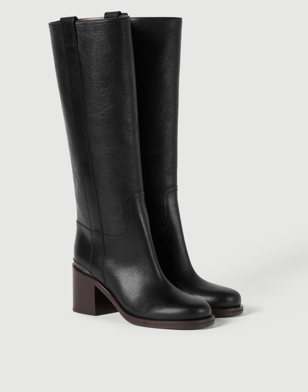 Boots aus Rindsleder mit Monili Schwarz Damen - Brunello Cucinelli