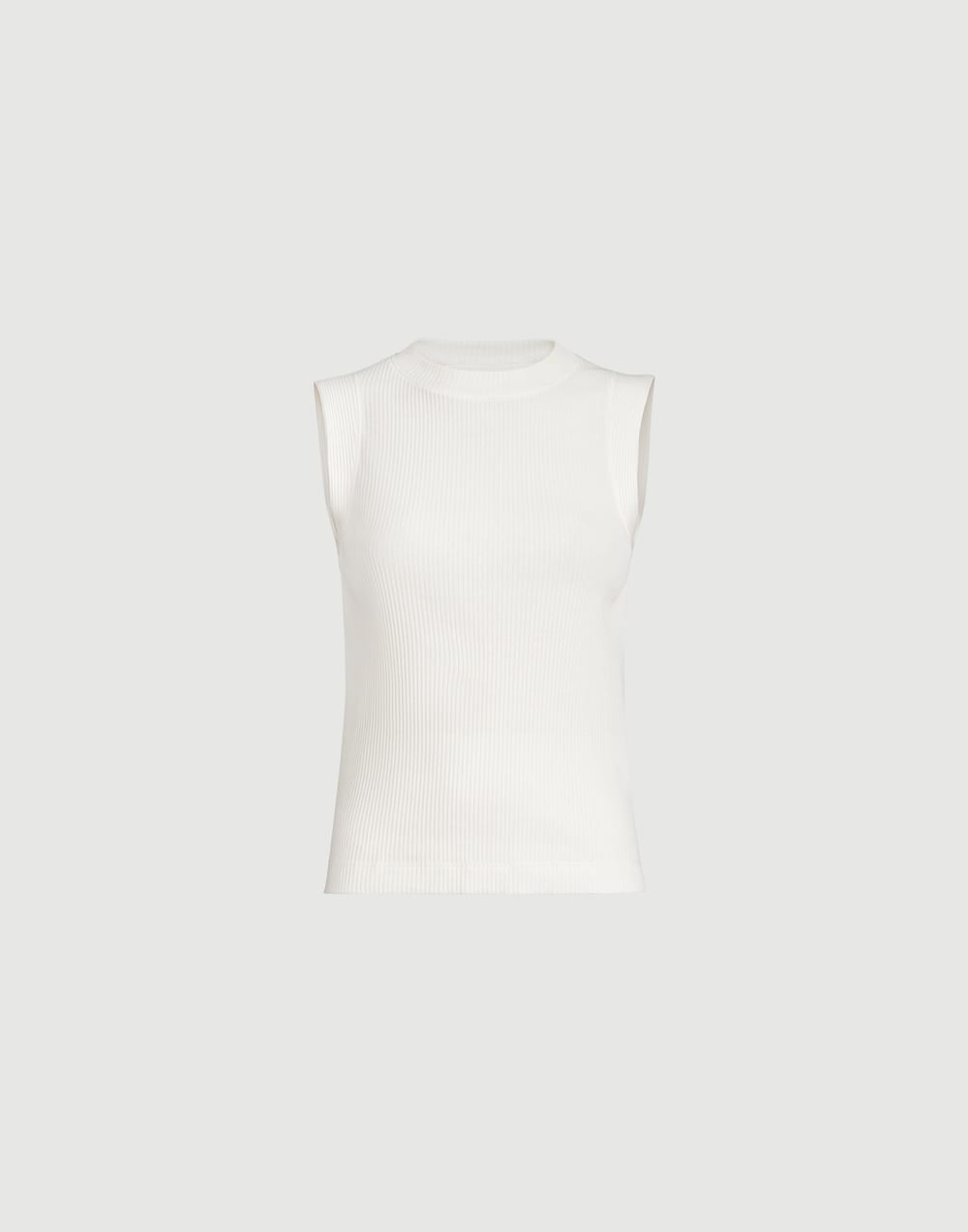 Ribbed jersey top with monili Ivory Woman - Brunello Cucinelli