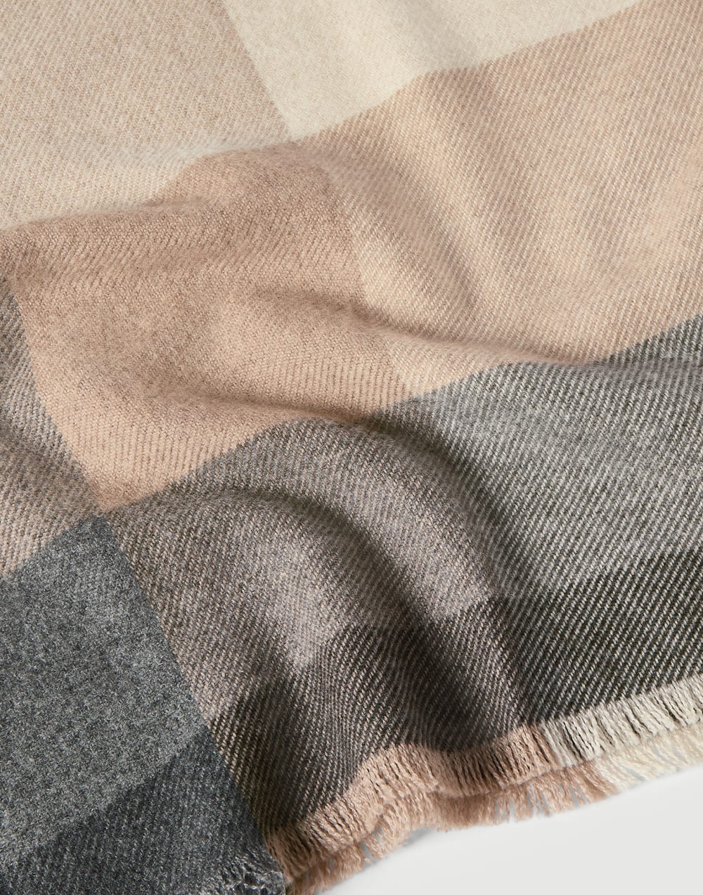 Wool and cashmere checked twill scarf Beige Man - Brunello Cucinelli