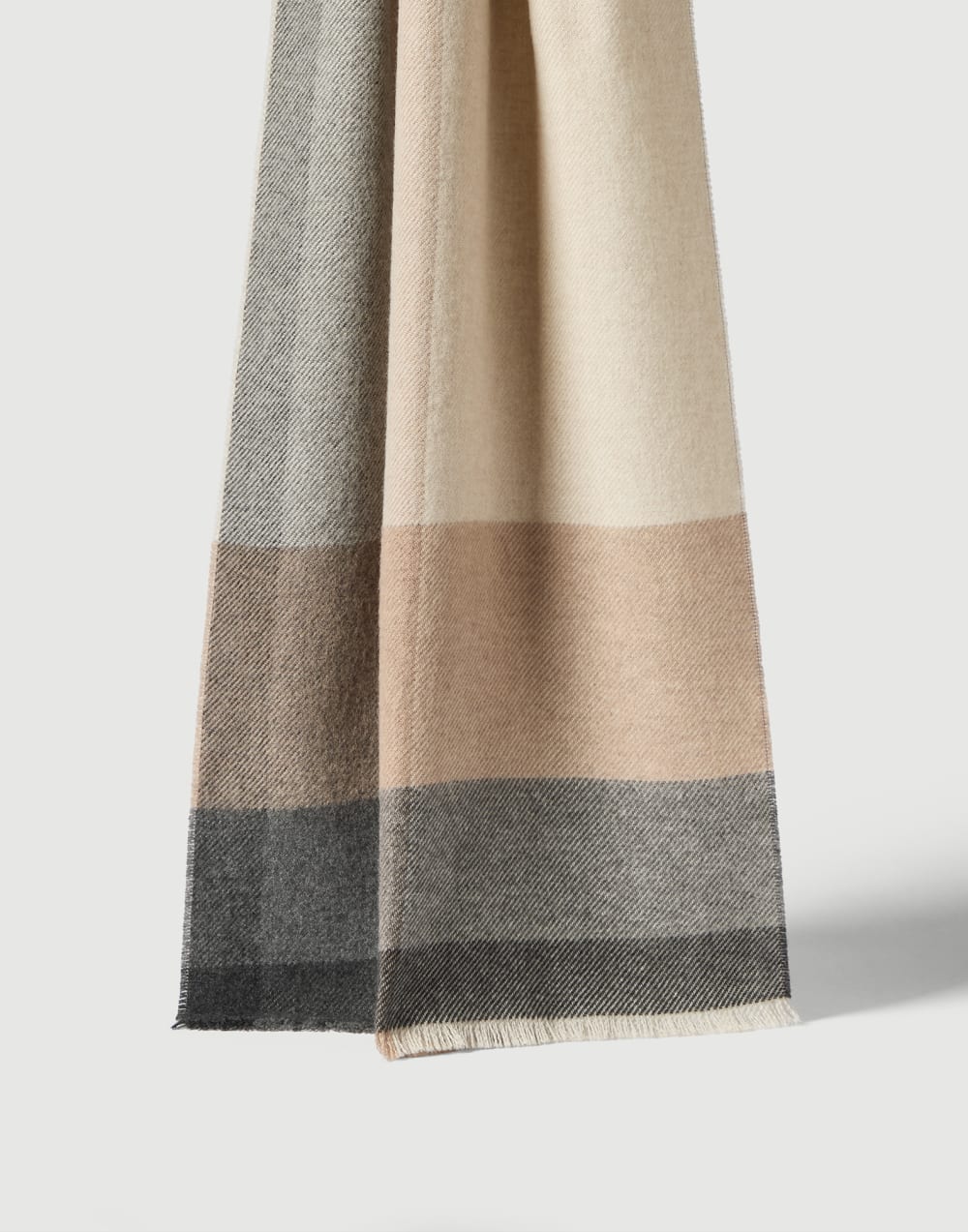 Wool and cashmere checked twill scarf Beige Man - Brunello Cucinelli