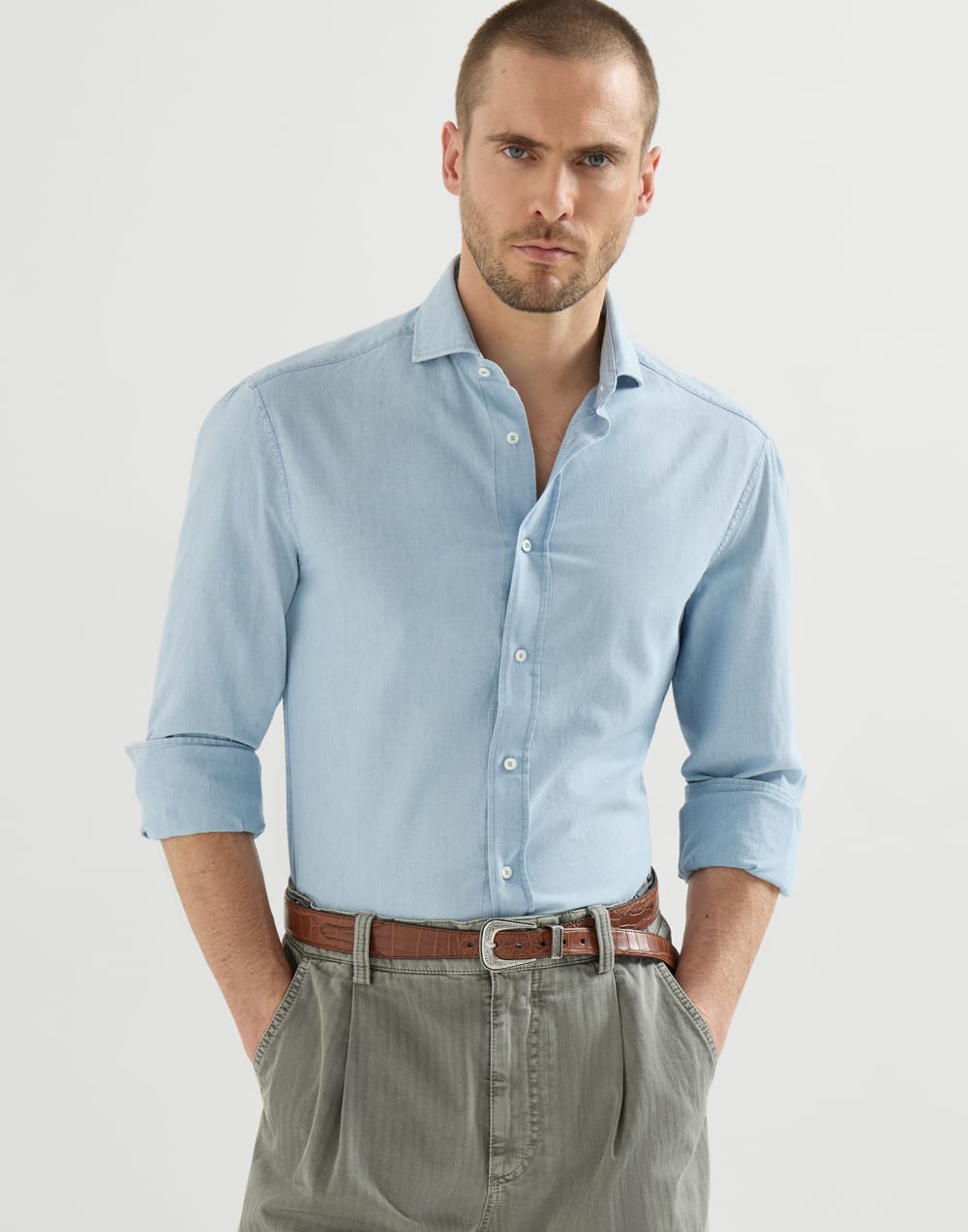 Chemise en chambray Denim Moyen Homme - Brunello Cucinelli