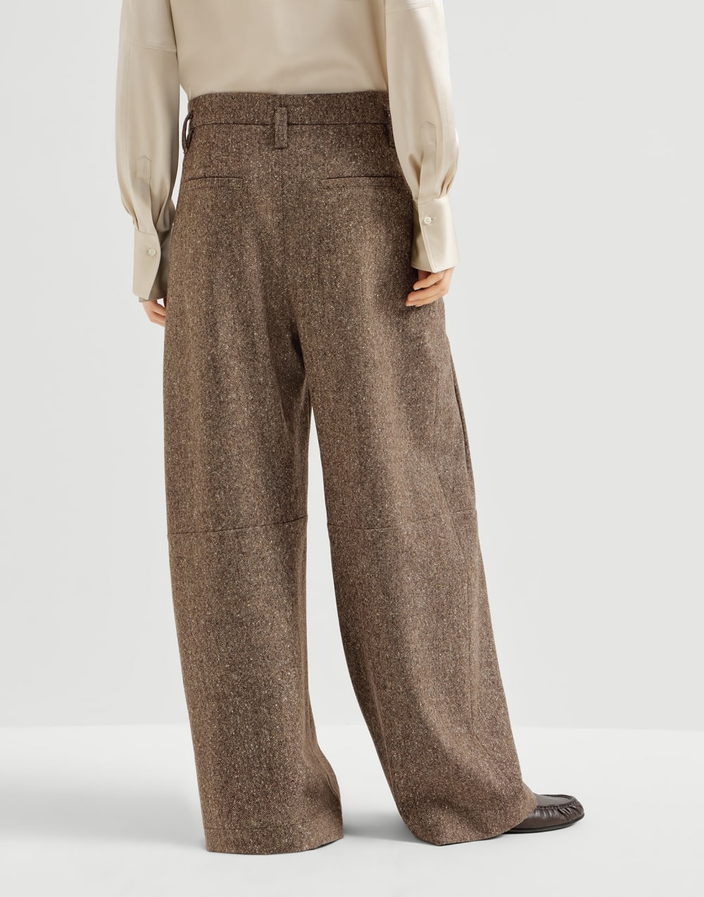 Donegal pleated barrel trousers Light Brown Woman - Brunello Cucinelli