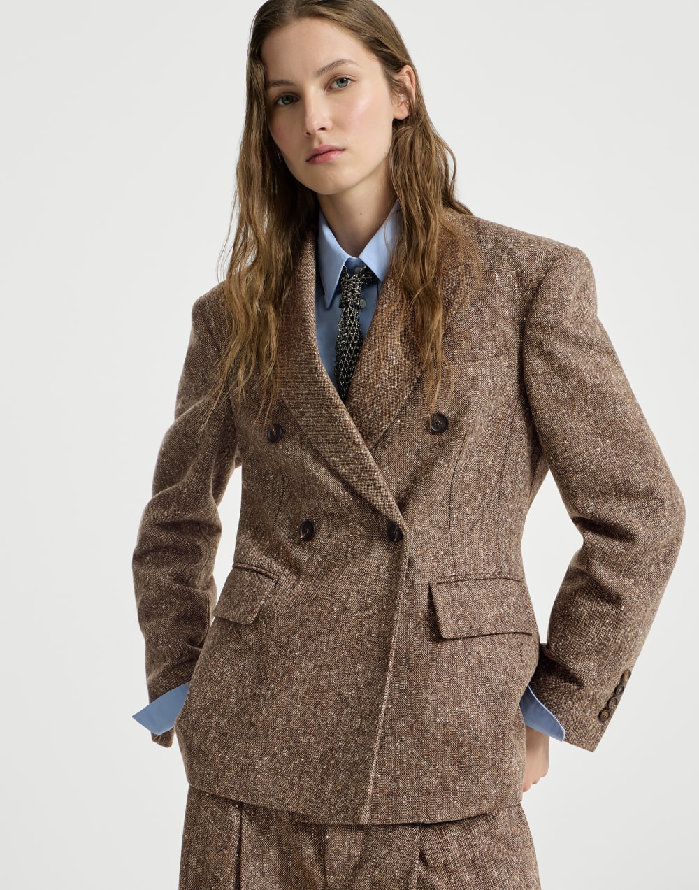 Blazer aus Donegal mit Monili Hellbraun Damen - Brunello Cucinelli