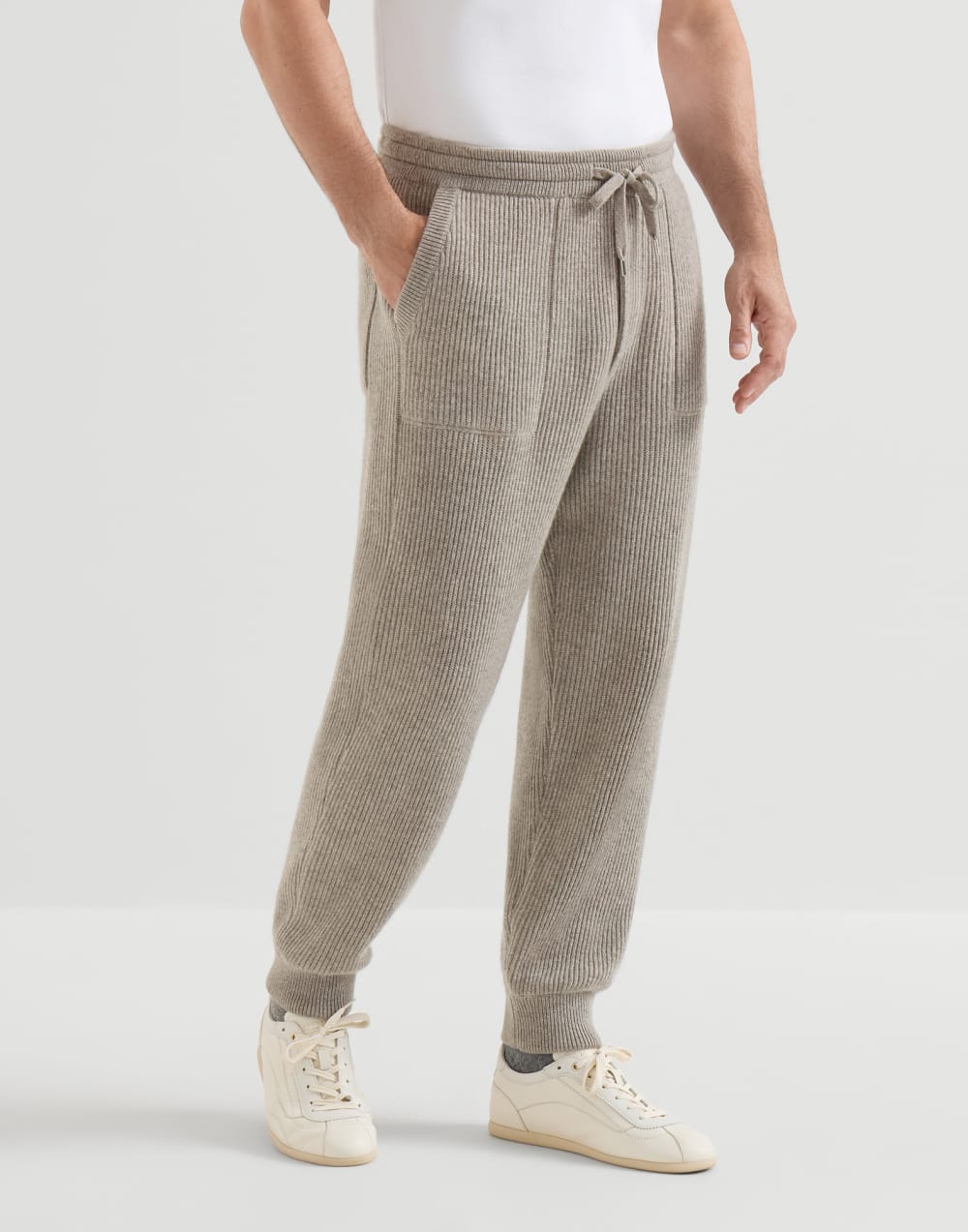 Jogginghose aus Kaschmirstrick Steingrau Herren - Brunello Cucinelli