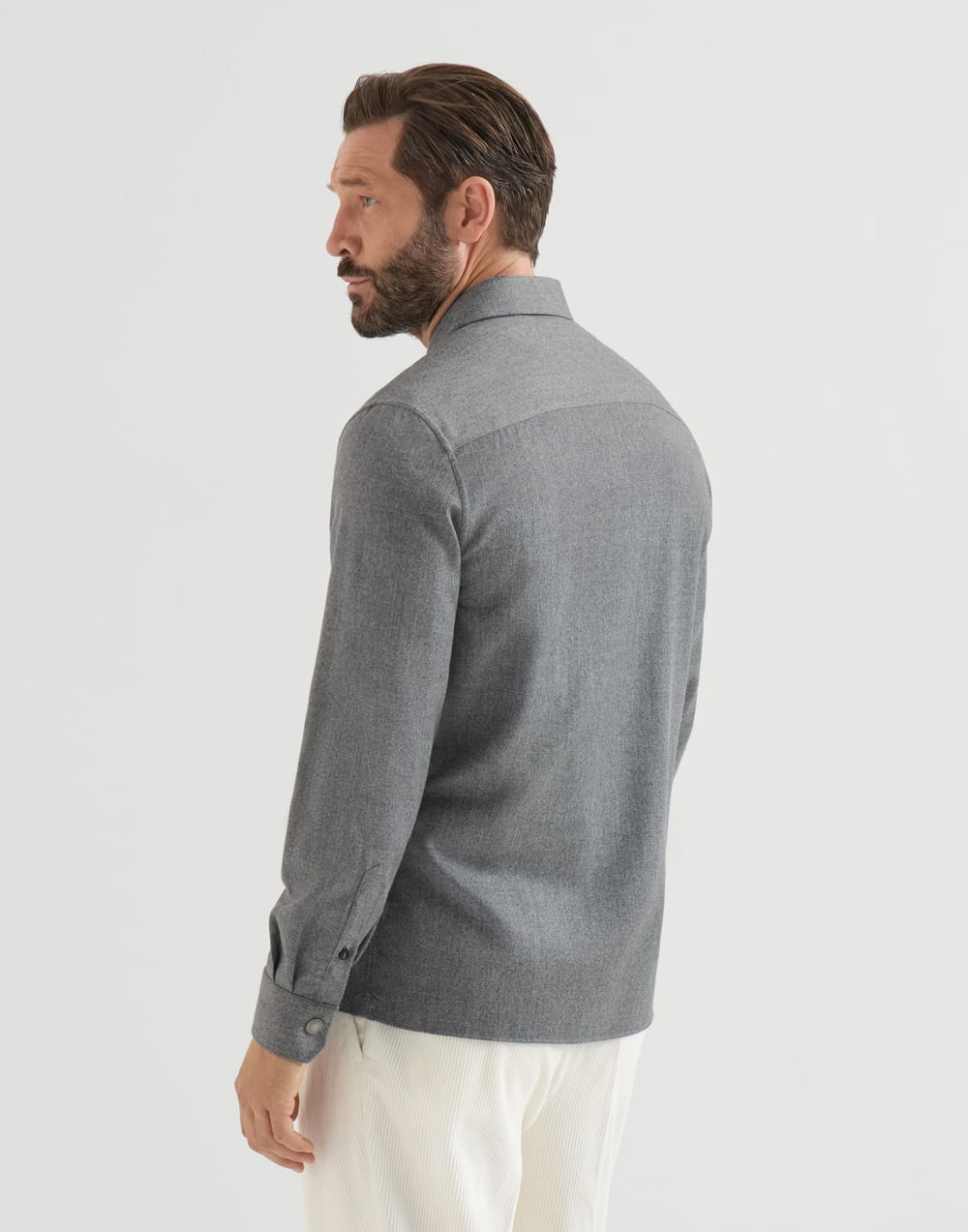 Overshirt with spread collar Grey Man - Brunello Cucinelli