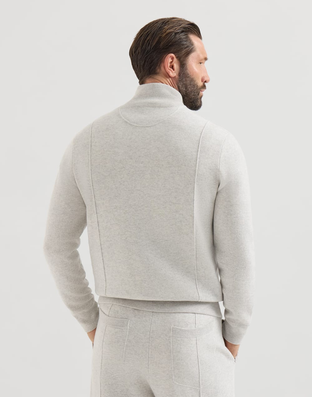 Cashmere cardigan with logo Light Grey Man - Brunello Cucinelli