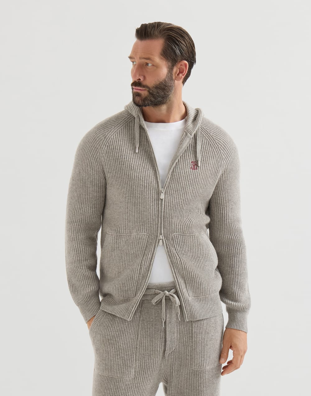 Sweatshirt aus Kaschmirstrick Steingrau Herren - Brunello Cucinelli