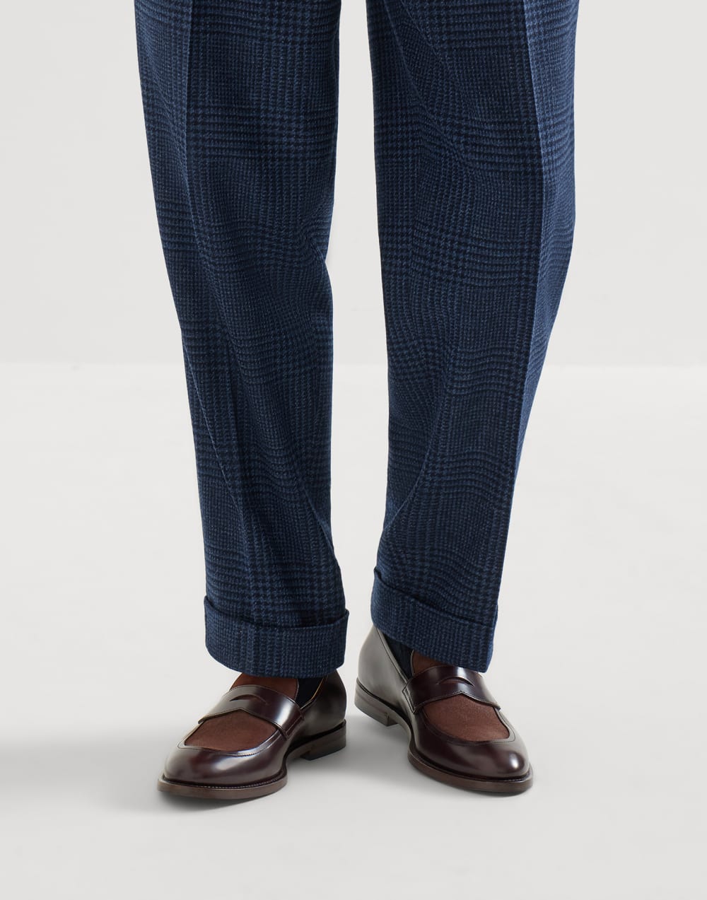 Penny-Loafers in Kalbsleder & Veloursleder Burgundy Herren - Brunello Cucinelli