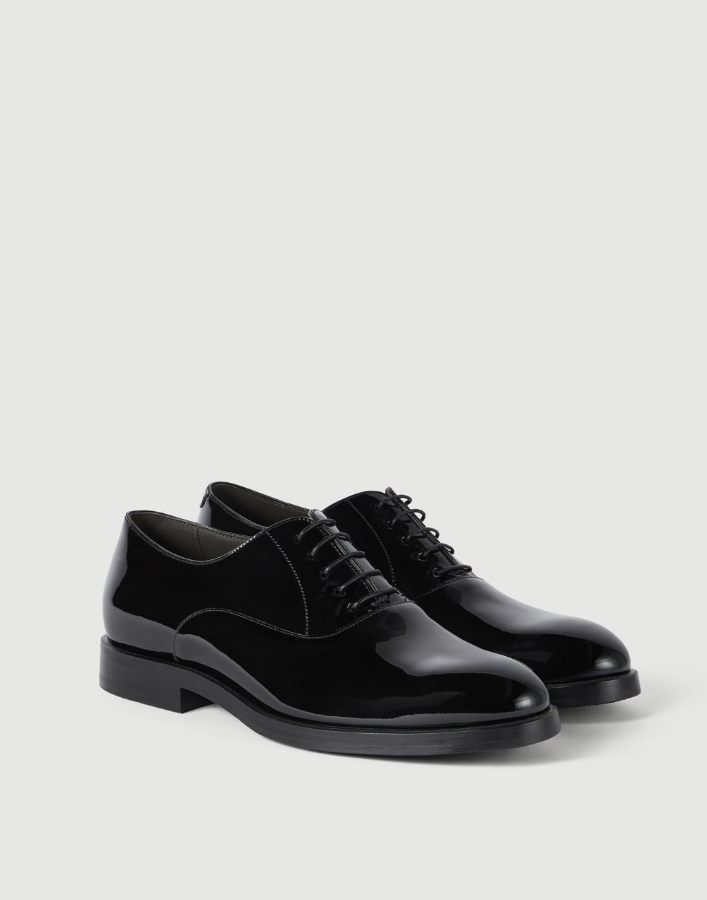 Oxford de piel de becerro barnizada Negro Hombre - Brunello Cucinelli