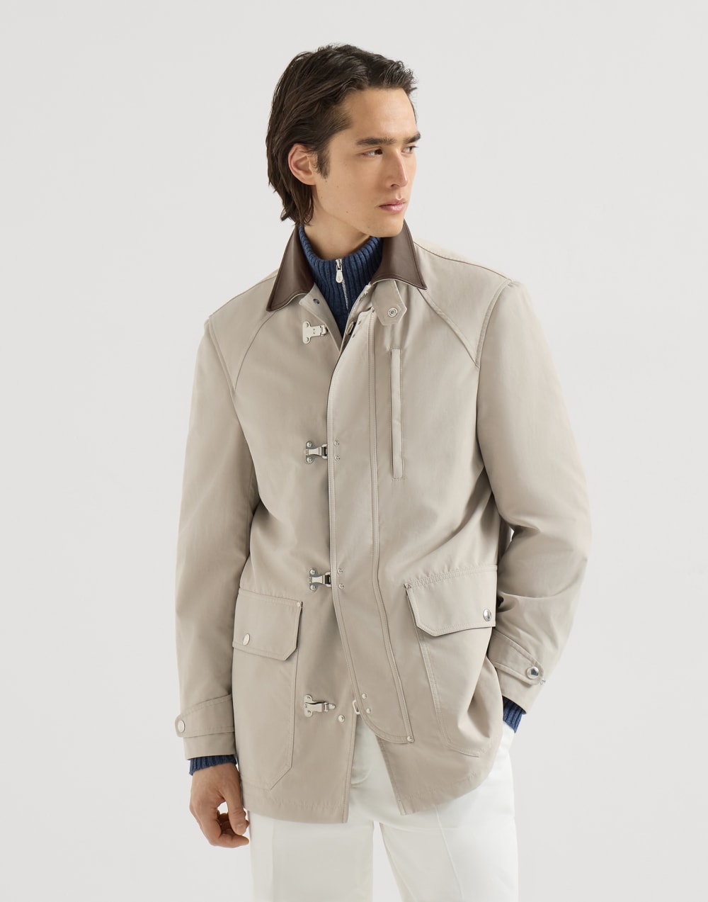 Water-resistant microfiber outerwear Beige Man - Brunello Cucinelli