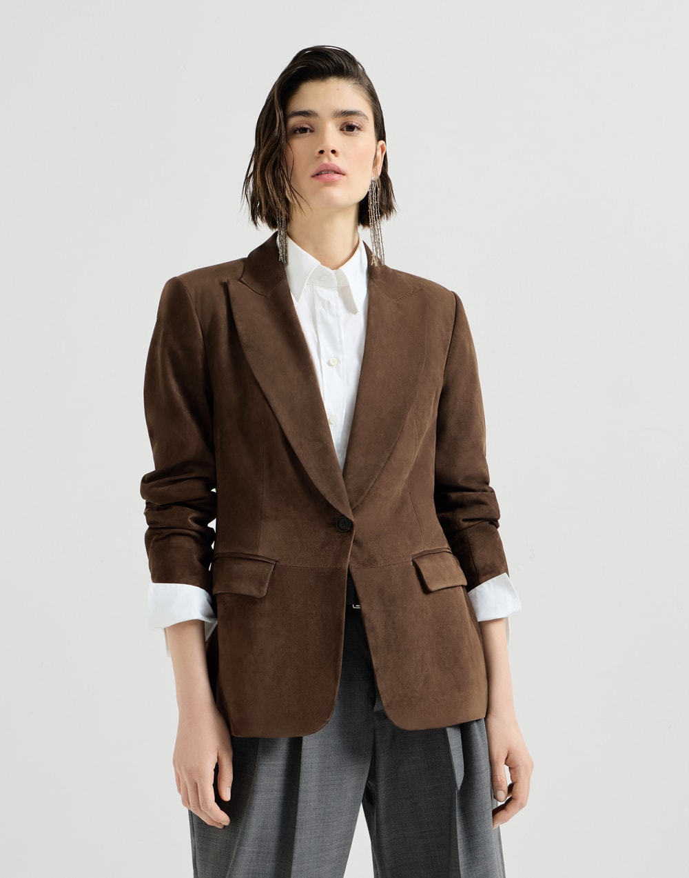 Suede blazer Rust Brown Woman - Brunello Cucinelli