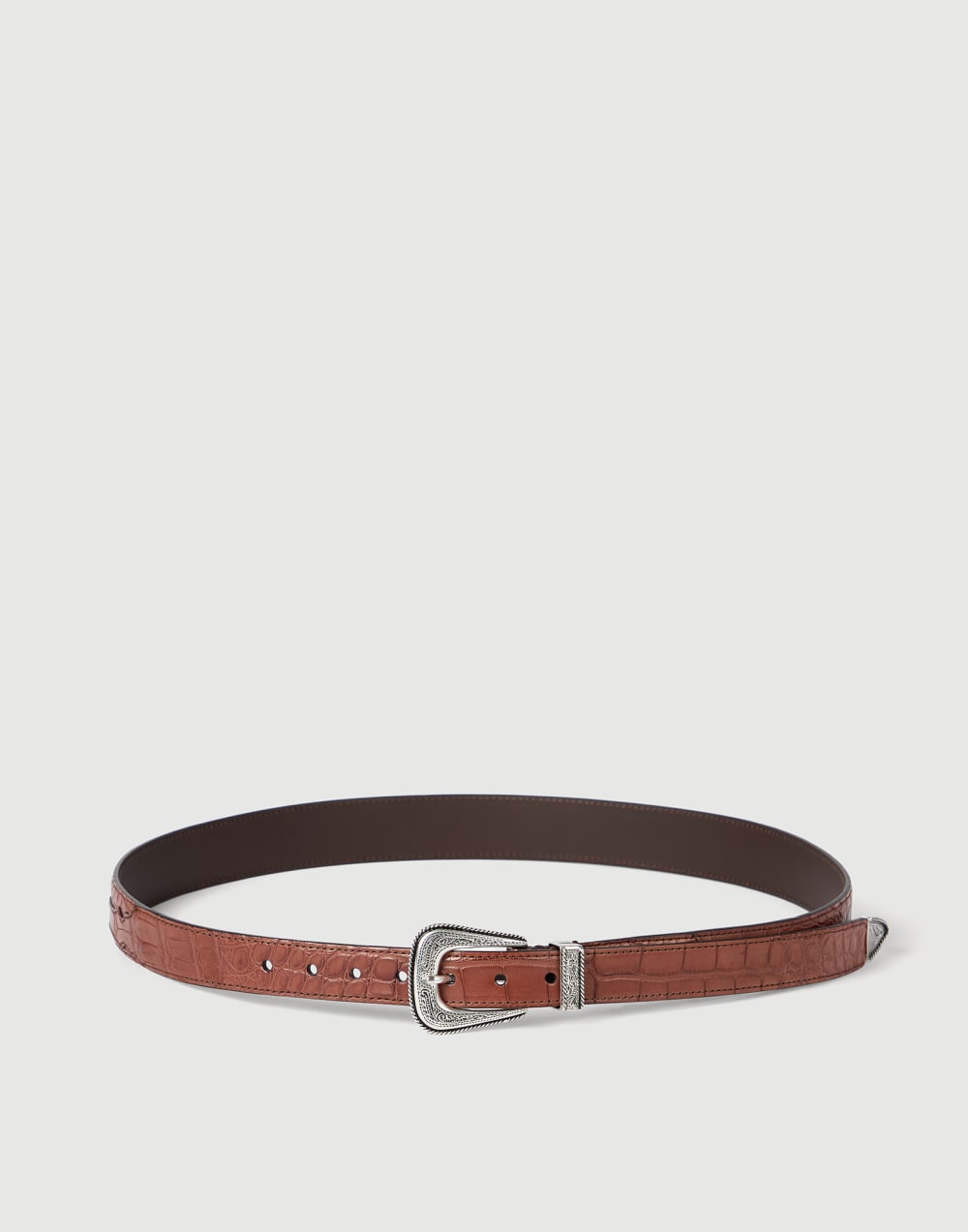 Alligator belt in Sterling Silver Leather Man - Brunello Cucinelli