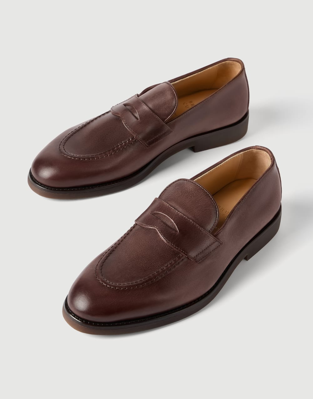 Calfskin penny loafers Cocoa Man - Brunello Cucinelli