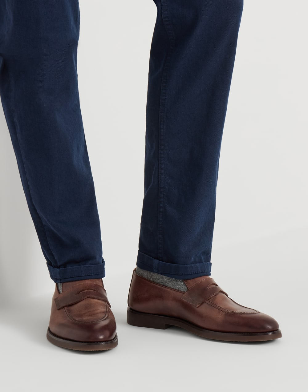 Calfskin penny loafers Cocoa Man - Brunello Cucinelli