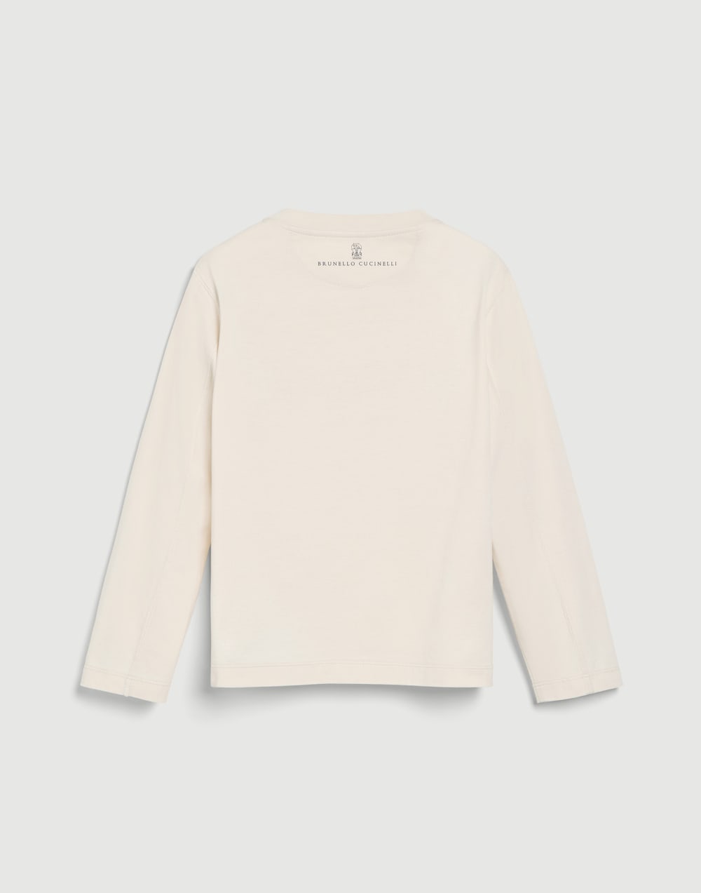 刺繡長袖 T 恤 奶油色 男童 - Brunello Cucinelli